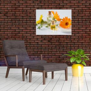 Obraz pomarańczowych kwiatów (70x50 cm)
