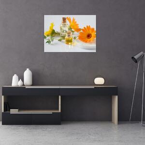 Obraz pomarańczowych kwiatów (70x50 cm)