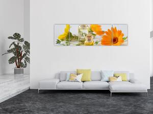 Obraz pomarańczowych kwiatów (170x50 cm)