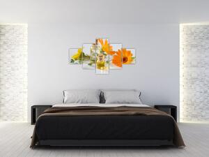 Obraz pomarańczowych kwiatów (125x70 cm)