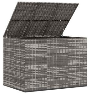 Skrzynia na poduszki ogrodowe, rattan pe, 145x100x103cm, szara