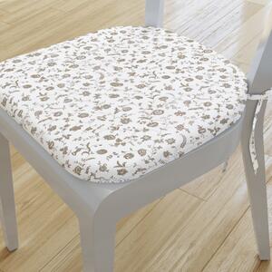 Goldea zaokrąglona poduszka na krzesło 39x37 cm - kwiaty na białym 39 x 37 cm