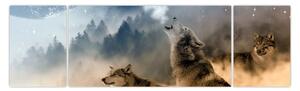 Obraz - wilki wyjące do księżyca (170x50 cm)