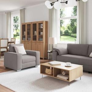 Sofa 3 szt. ciemnoszary tkanina lniana