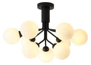 Radiant – lampa wisząca 70 cm kulista dekoracyjna szkło opalowe czarny