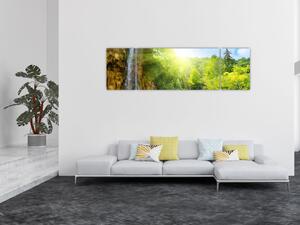 Obraz - wodospady w pralesie (170x50 cm)