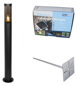 Nowoczesna czarna lampa zewnętrzna na słupie 80 cm IP44 - Rox