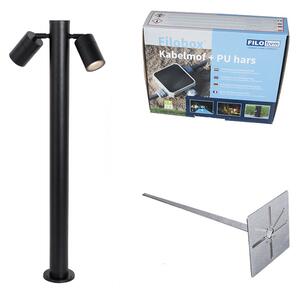 Stojąca lampa ogrodowa czarna 80 cm IP44 regulowana 2-światłowa - Duo