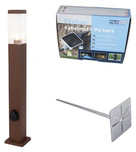 Lampa zewnętrzna rdzawo-brązowa 80 cm z gniazdkiem IP44 - Malios