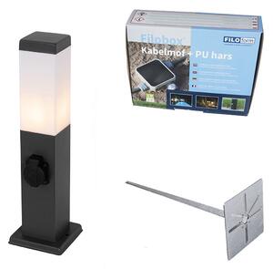 Lampa ogrodowa ciemnoszara 45 cm z gniazdem IP44 - Malios