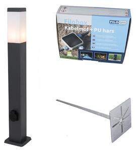 Lampa zewnętrzna ciemnoszara 80 cm z gniazdkiem IP44 - Malios