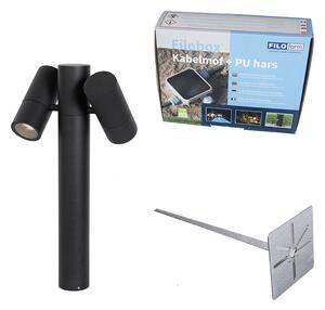 Stojąca lampa ogrodowa czarna 50 cm 2-światłowa regulowana - Duo