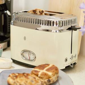 Russell Hobbs Toster Retro, kremowy odcień vintage, 1300 W