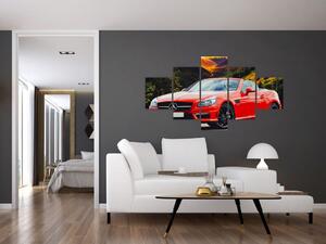 Obraz - czerwony Mercedes (125x70 cm)