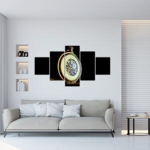 Obraz złotego zegarka kieszonkowego (125x70 cm)