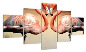 Obraz - dwa flamingi (125x70 cm)