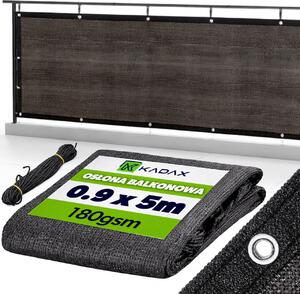 Osłona balkonowa Thus 0.9 x 5 m PE 180 g/m² czarna