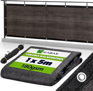 Osłona balkonowa Thus 1 x 5 m PE 180 g/m² czarna