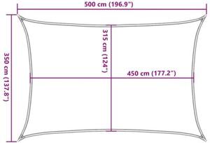 Żagiel przeciwsłoneczny, 160 g/m², żółty, 3,5x5 m, hdpe