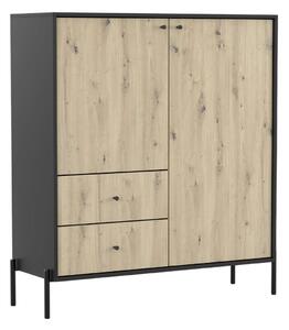 Komoda Ravi 2D2S czarna artisan 100x120 cm 2 szuflady 2 szafki