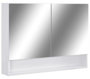 Szafka łazienkowa z lustrem i LED, biała, 80x15x60 cm, mdf