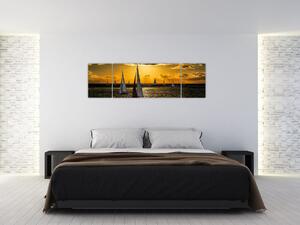 Obraz jachtu o zachodzie słońca (170x50 cm)