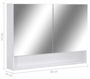 Szafka łazienkowa z lustrem i LED, biała, 80x15x60 cm, mdf