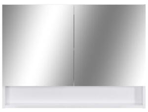 Szafka łazienkowa z lustrem i LED, biała, 80x15x60 cm, mdf