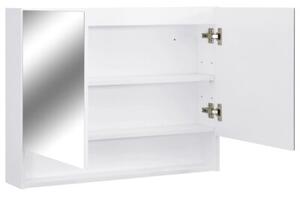 Szafka łazienkowa z lustrem i LED, biała, 80x15x60 cm, mdf