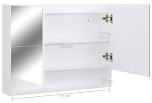 Szafka łazienkowa z lustrem i LED, biała, 80x15x60 cm, mdf