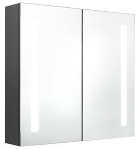 Szafka łazienkowa z lustrem i LED, szara, 62x14x60 cm