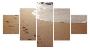 Obraz - ślady stóp na piasku i morzu (125x70 cm)