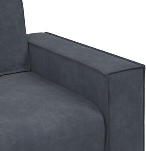 Sofa 3-osobowa, ciemnoszara, 220x78x84 cm, obita aksamitem