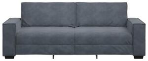 Sofa 3-osobowa, ciemnoszara, 220x78x84 cm, obita aksamitem