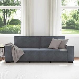 Sofa 3-osobowa, ciemnoszara, 220x78x84 cm, obita aksamitem