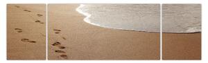 Obraz - ślady stóp na piasku i morzu (170x50 cm)