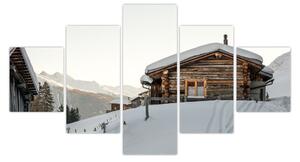 Obraz - chata górska w śniegu (125x70 cm)