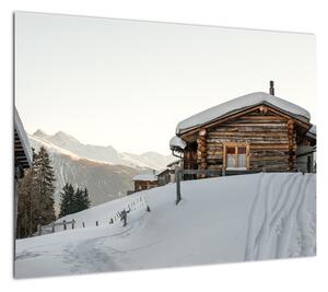 Obraz - chata górska w śniegu (70x50 cm)