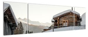 Obraz - chata górska w śniegu (170x50 cm)