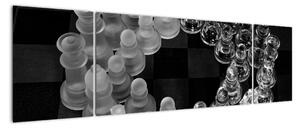Obraz - czarno - białe szachy (170x50 cm)