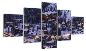 Obraz - górskie zimowe miasteczko (125x70 cm)