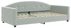 Sofa z funkcją spania, jasnoszara, 100x200 cm, obita aksamitem