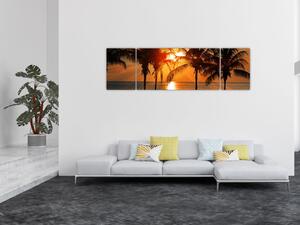 Obraz palmy o zachodzie słońca (170x50 cm)