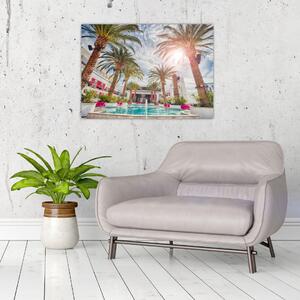 Obraz - palmy z basenem (70x50 cm)