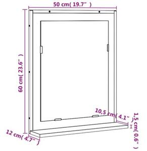 Lustro łazienkowe z półką, przydymiony dąb, 50x12x60 cm
