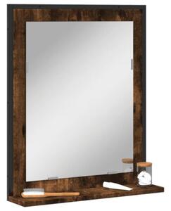 Lustro łazienkowe z półką, przydymiony dąb, 50x12x60 cm