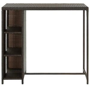 Stolik barowy z półką, brązowy, 120x60x110 cm, polirattan