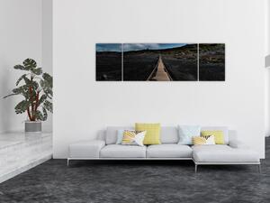 Obraz drewnianej ścieżki o zmierzchu (170x50 cm)