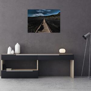 Obraz drewnianej ścieżki o zmierzchu (70x50 cm)