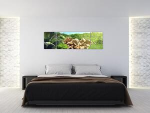 Obraz jeziora w dżungli Seszeli (170x50 cm)